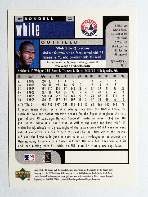 1999 UD Choice #109 Rondell White