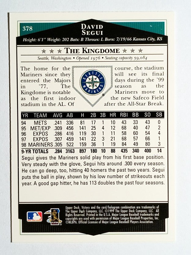 1999 Upper Deck Victory #378 David Segui