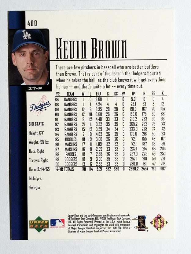 2001 Upper Deck #400 Kevin Brown
