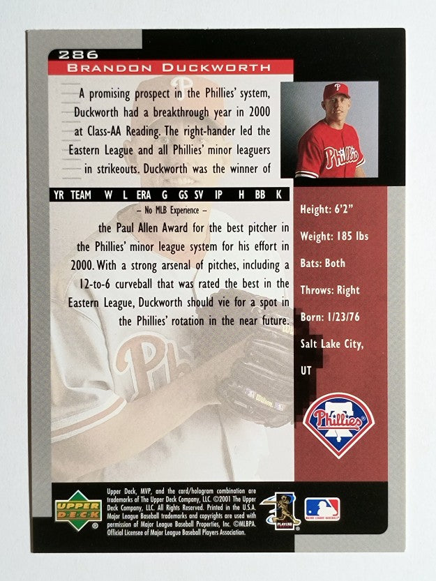 2001 Upper Deck MVP #286 Brandon Duckworth RC