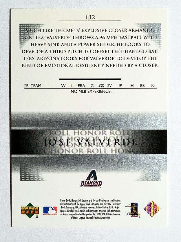 2002 Upper Deck Honor Roll #132 Jose Valverde UDP RC