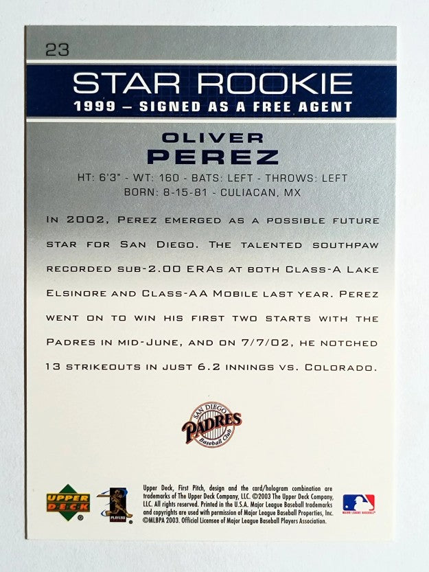 2003 Upper Deck First Pitch #23 Oliver Perez SR