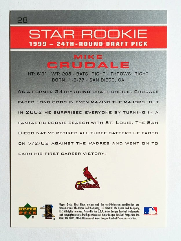 2003 Upper Deck First Pitch #28 Mike Crudale SR