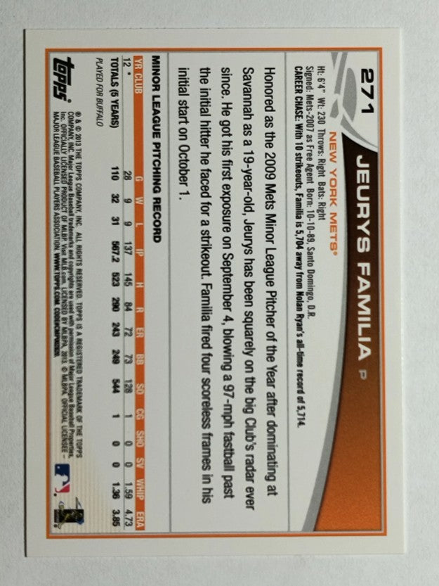 2013 Topps #271 Jeurys Familia RC