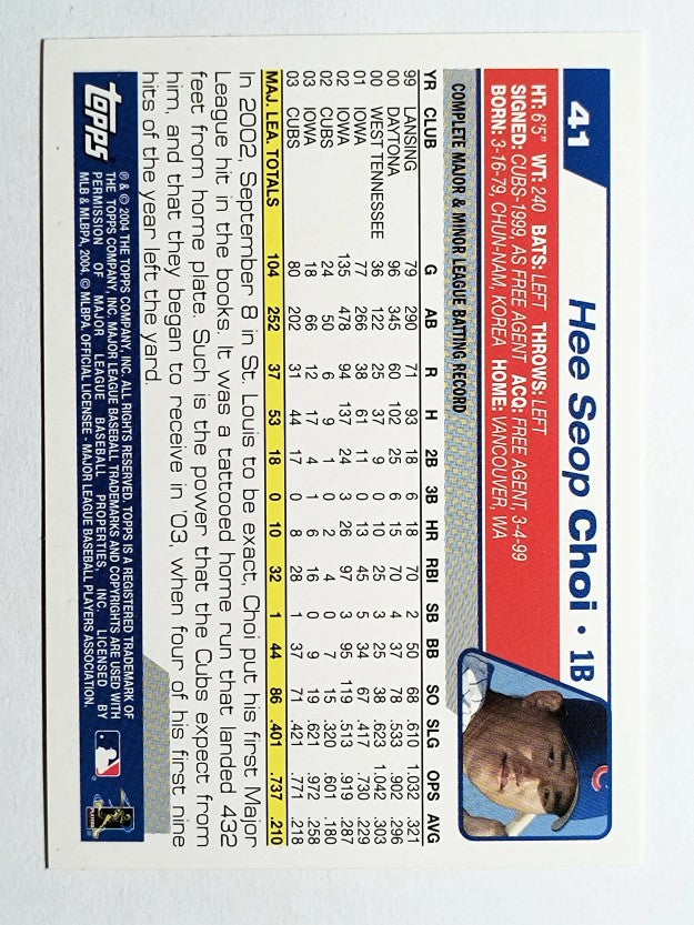 2004 Topps Opening Day #41 Hee Seop Choi