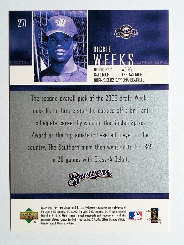 2004 Upper Deck First Pitch #271 Rickie Weeks SP