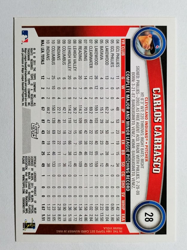 2011 Topps #28 Carlos Carrasco