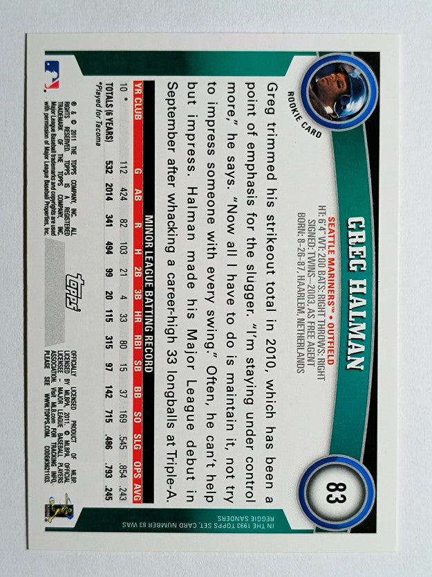 2011 Topps #83 Greg Halman RC