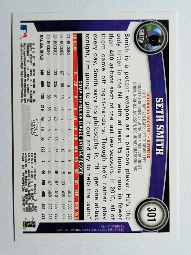 2011 Topps #301 Seth Smith