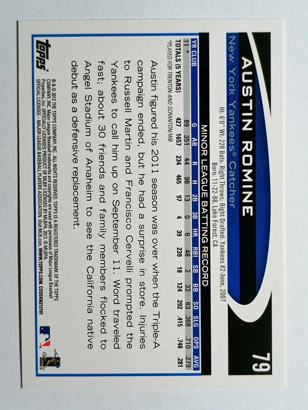 2012 Topps #79 Austin Romine RC