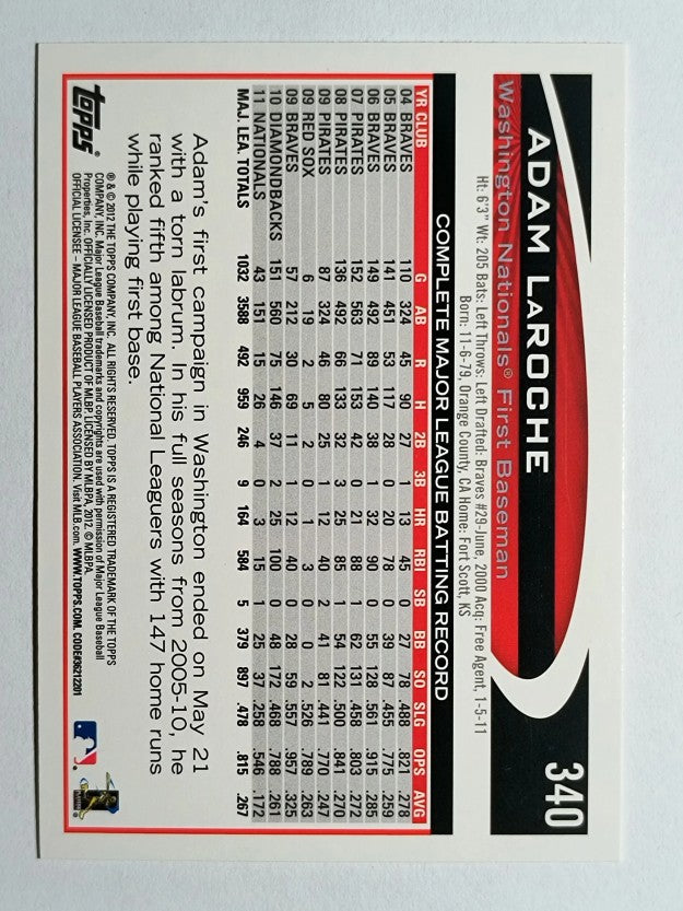 2012 Topps #340 Adam LaRoche