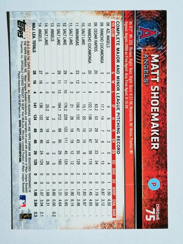 2015 Topps Chrome #75 Matt Shoemaker