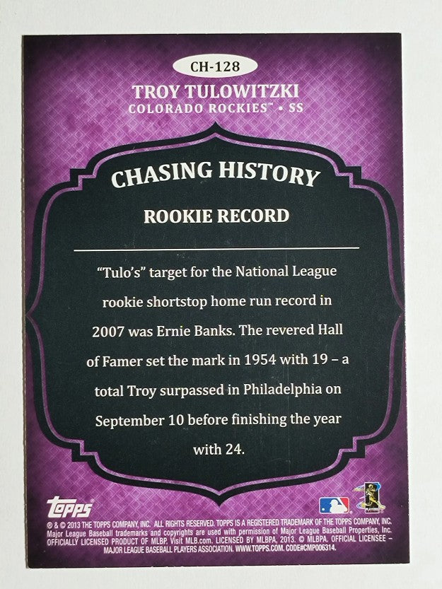 2013 Topps Chasing History #CH128 Troy Tulowitzki