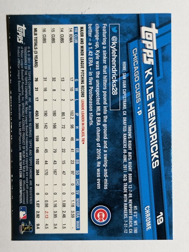 2017 Topps Chrome #19 Kyle Hendricks