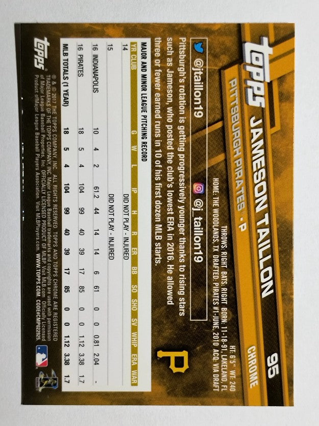 2017 Topps Chrome #95 Jameson Taillon