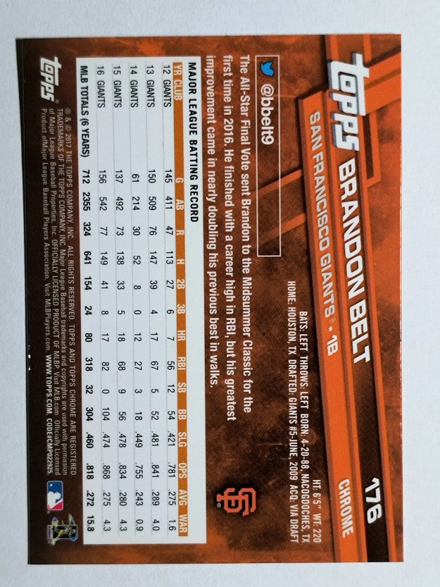 2017 Topps Chrome #176 Brandon Belt