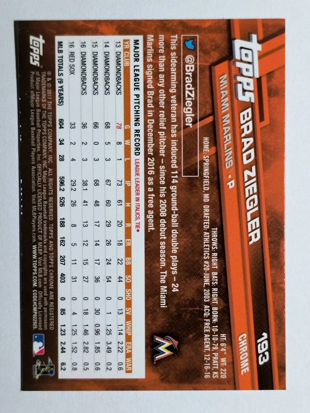2017 Topps Chrome #193 Brad Ziegler