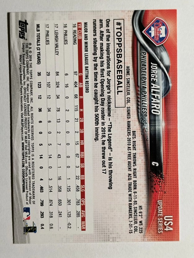 2018 Topps Update #US4 Jorge Alfaro