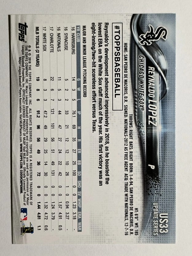 2018 Topps Update #US33 Reynaldo Lopez