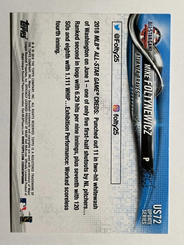 2018 Topps Update #US72 Mike Foltynewicz AS