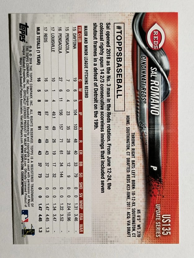 2018 Topps Update #US135 Sal Romano