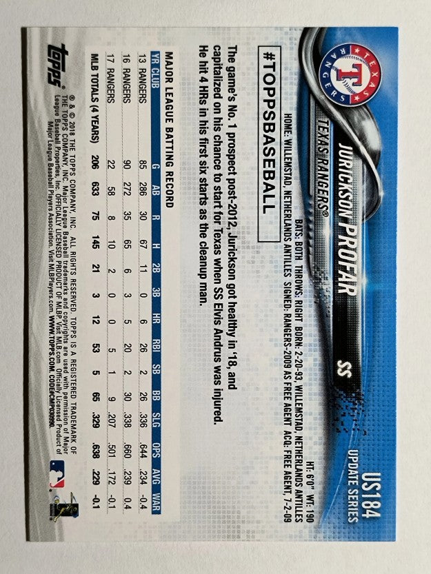 2018 Topps Update #US184 Jurickson Profar