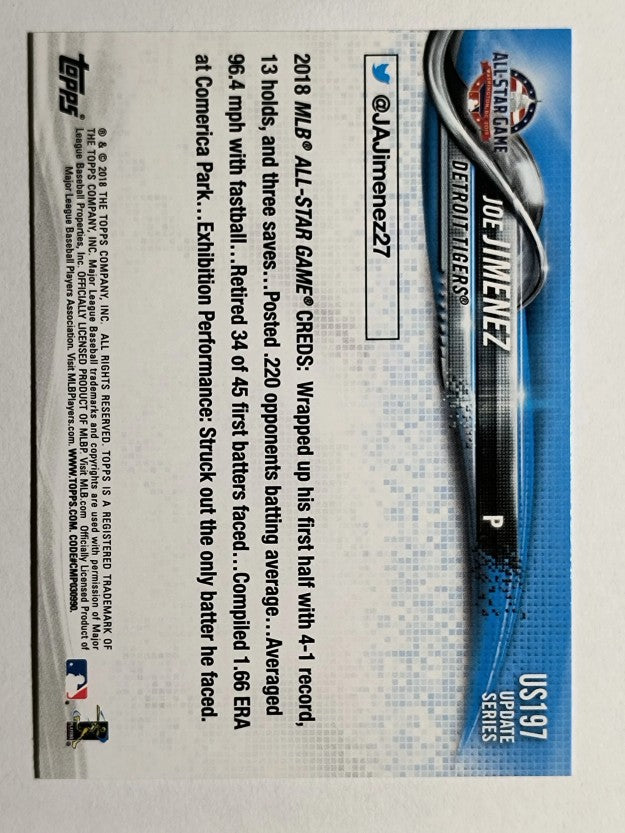 2018 Topps Update #US197 Joe Jimenez AS