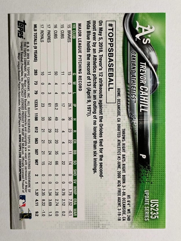 2018 Topps Update #US235 Trevor Cahill