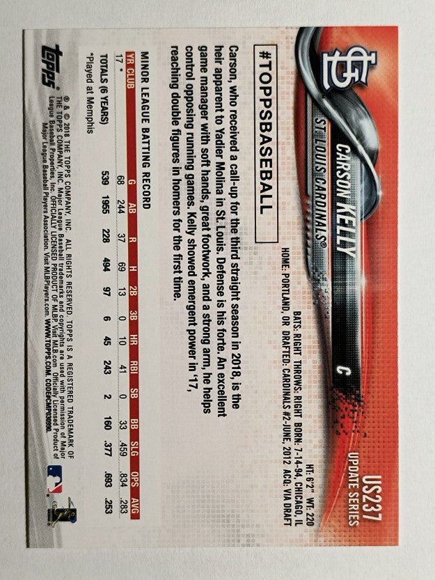 2018 Topps Update #US237 Carson Kelly