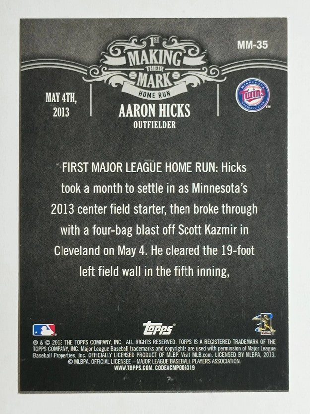 2013 Topps Making Their Mark #MM35 Aaron Hicks