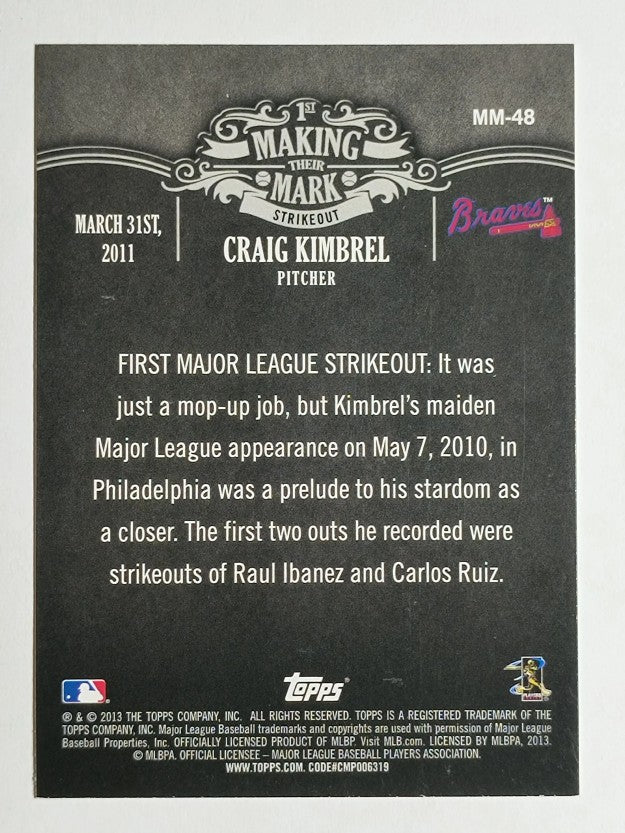 2013 Topps Making Their Mark #MM48 Craig Kimbrel