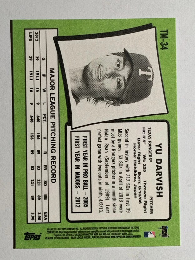 2013 Topps Update '71 Topps Minis #TM34 Yu Darvish