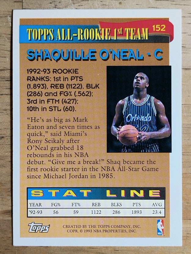 1993-94 Topps #152 Shaquille O'Neal ART