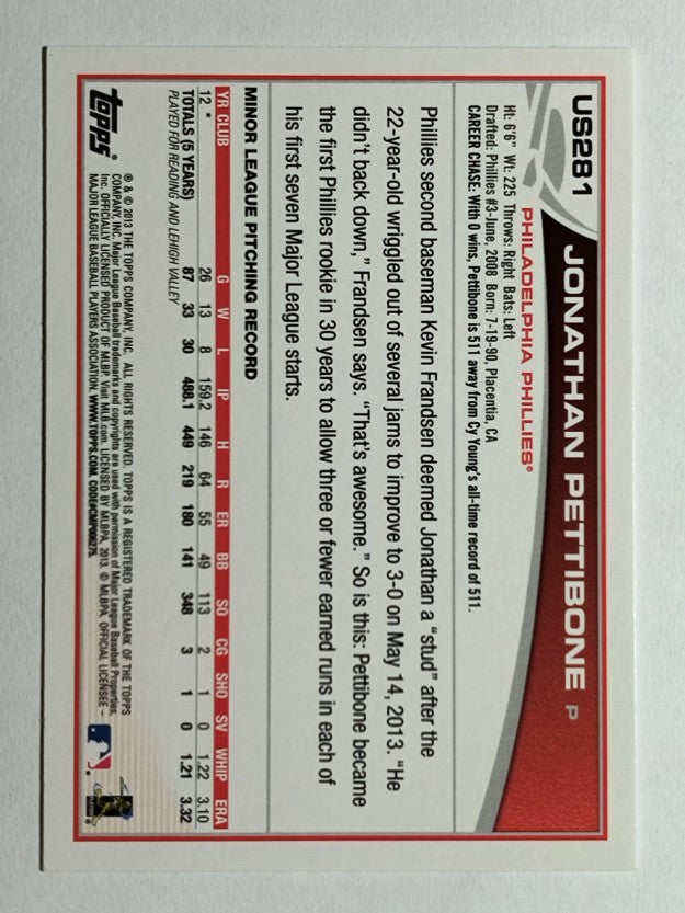 2013 Topps Update #US281 Jonathan Pettibone RC