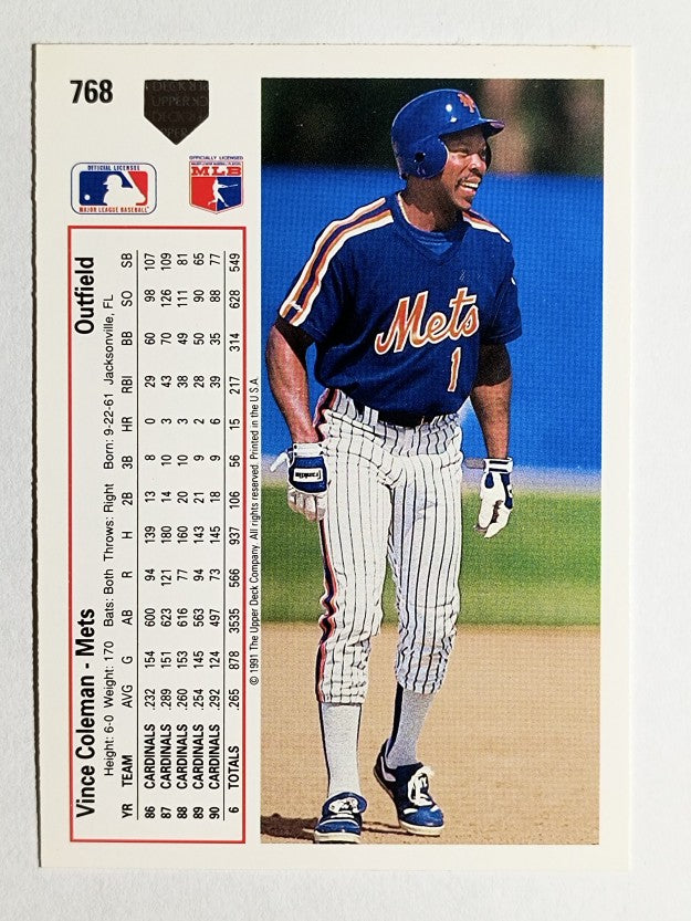 1991 Upper Deck #768 Vince Coleman