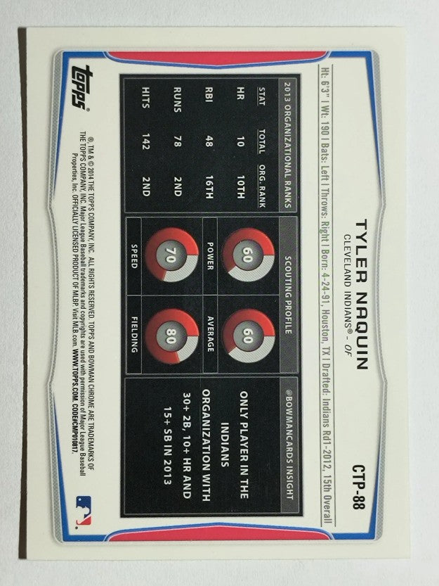 2014 Bowman Chrome Draft Top Prospects #CTP88 Tyler Naquin