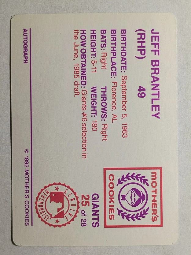 1992 Giants Mother's #25 Jeff Brantley