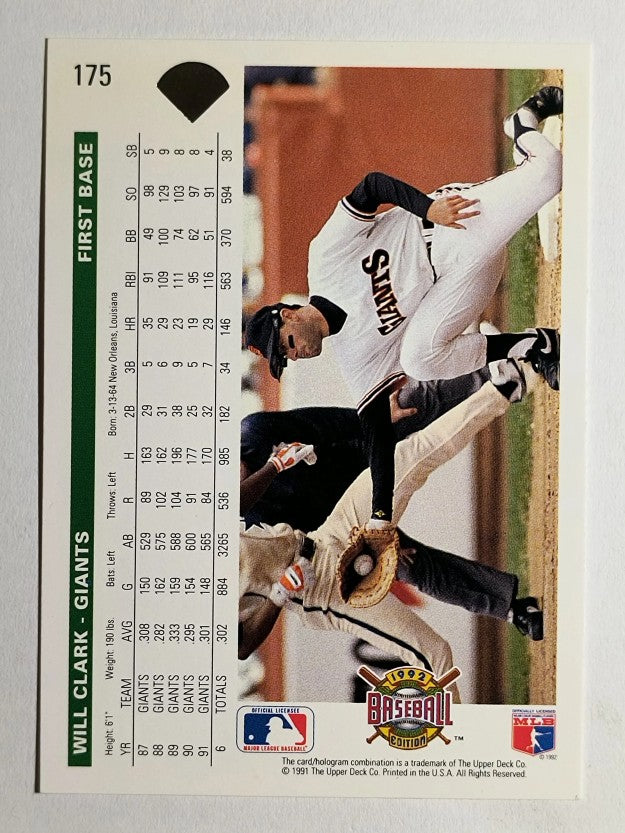 1992 Upper Deck #175 Will Clark
