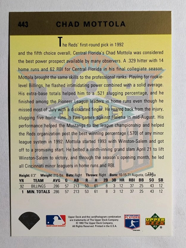 1993 Upper Deck #443 Chad Mottola RC