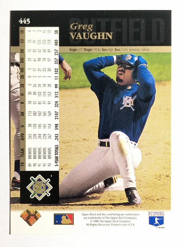 1994 Upper Deck #445 Greg Vaughn