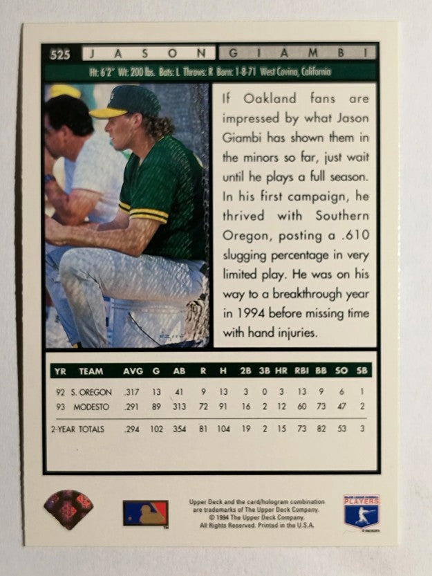 1994 Upper Deck #525 Jason Giambi