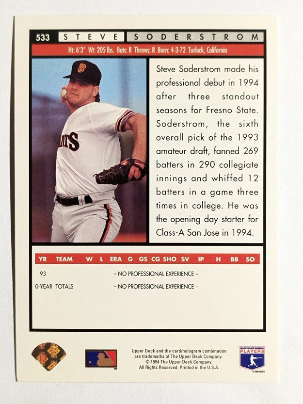 1994 Upper Deck #533 Steve Soderstrom RC