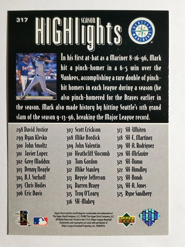 1997 Upper Deck #317 Mark Whiten SH CL