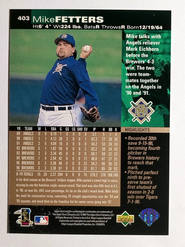 1997 Upper Deck #403 Mike Fetters