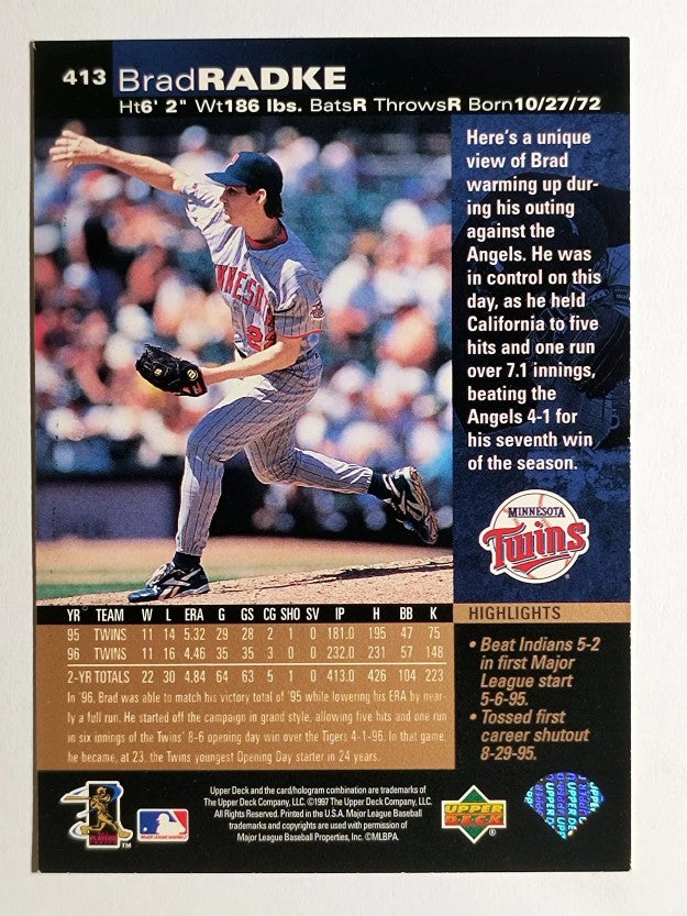 1997 Upper Deck #413 Brad Radke