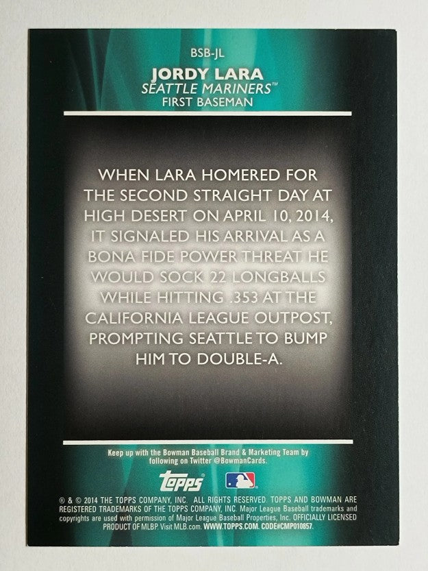 2014 Bowman Draft Scouts Breakout #BSBJL Jordy Lara