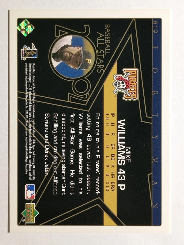 2003 Upper Deck 40-Man #819 Mike Williams AS