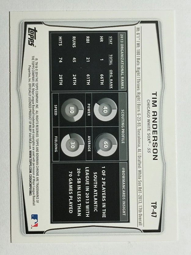 2014 Bowman Draft Top Prospects #TP47 Tim Anderson