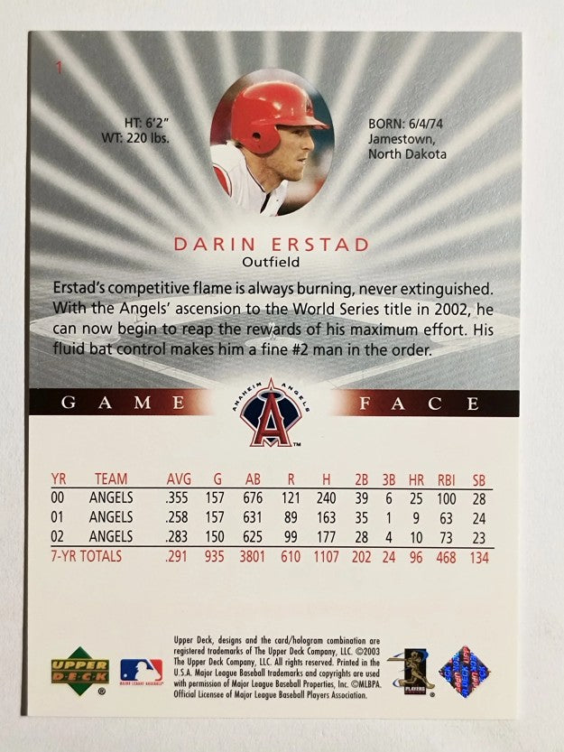 2003 Upper Deck Game Face #1 Darin Erstad