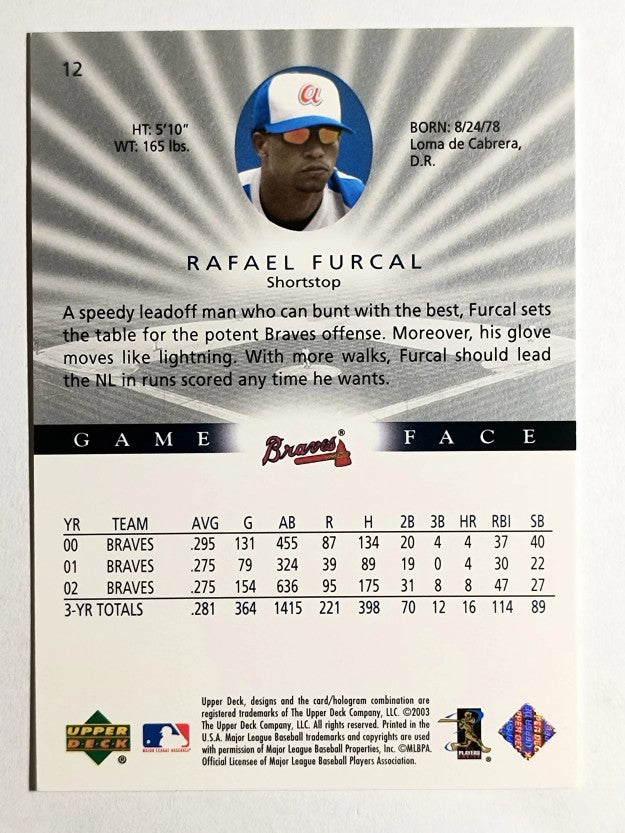 2003 Upper Deck Game Face #12 Rafael Furcal